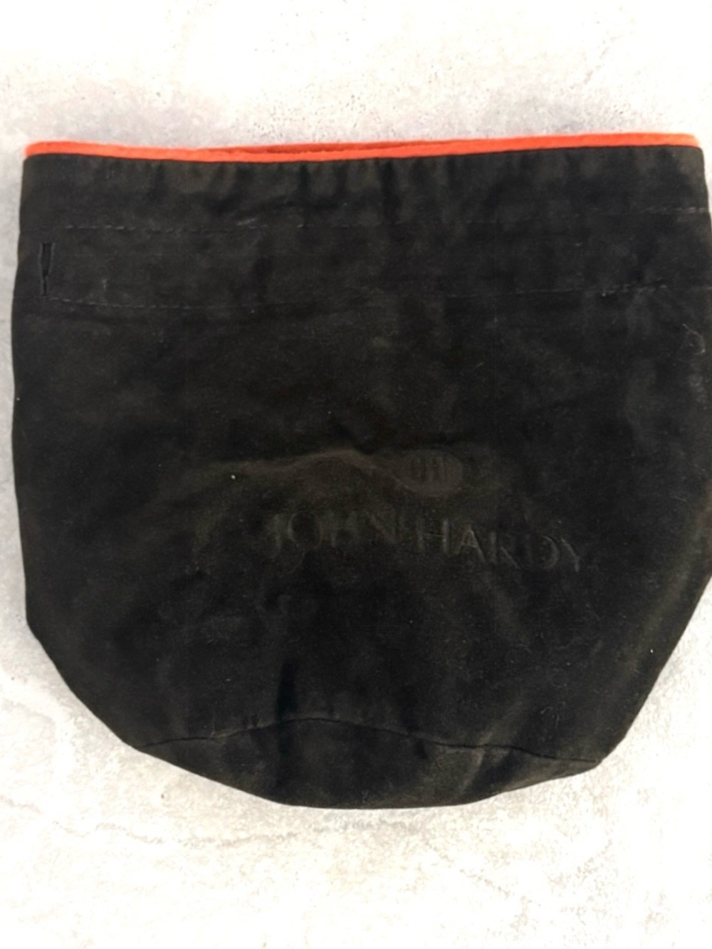 John Hardy Brown Velvet Pouch with Orange Trim